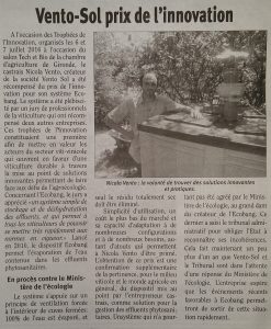 article vento-sol prix de l'innovation