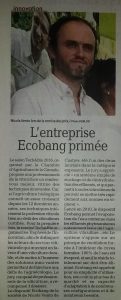 l'entreprise ecobang primée article