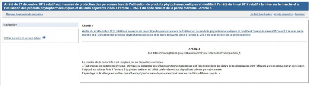 arrété du 27 décembre 2019