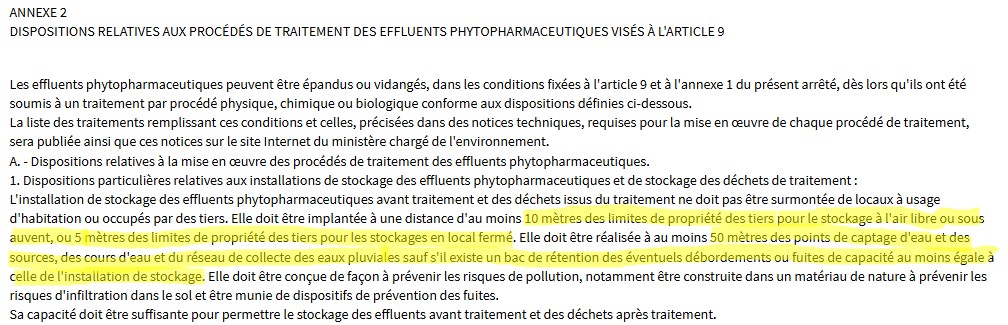 Stockage des effluents phytosanitaires